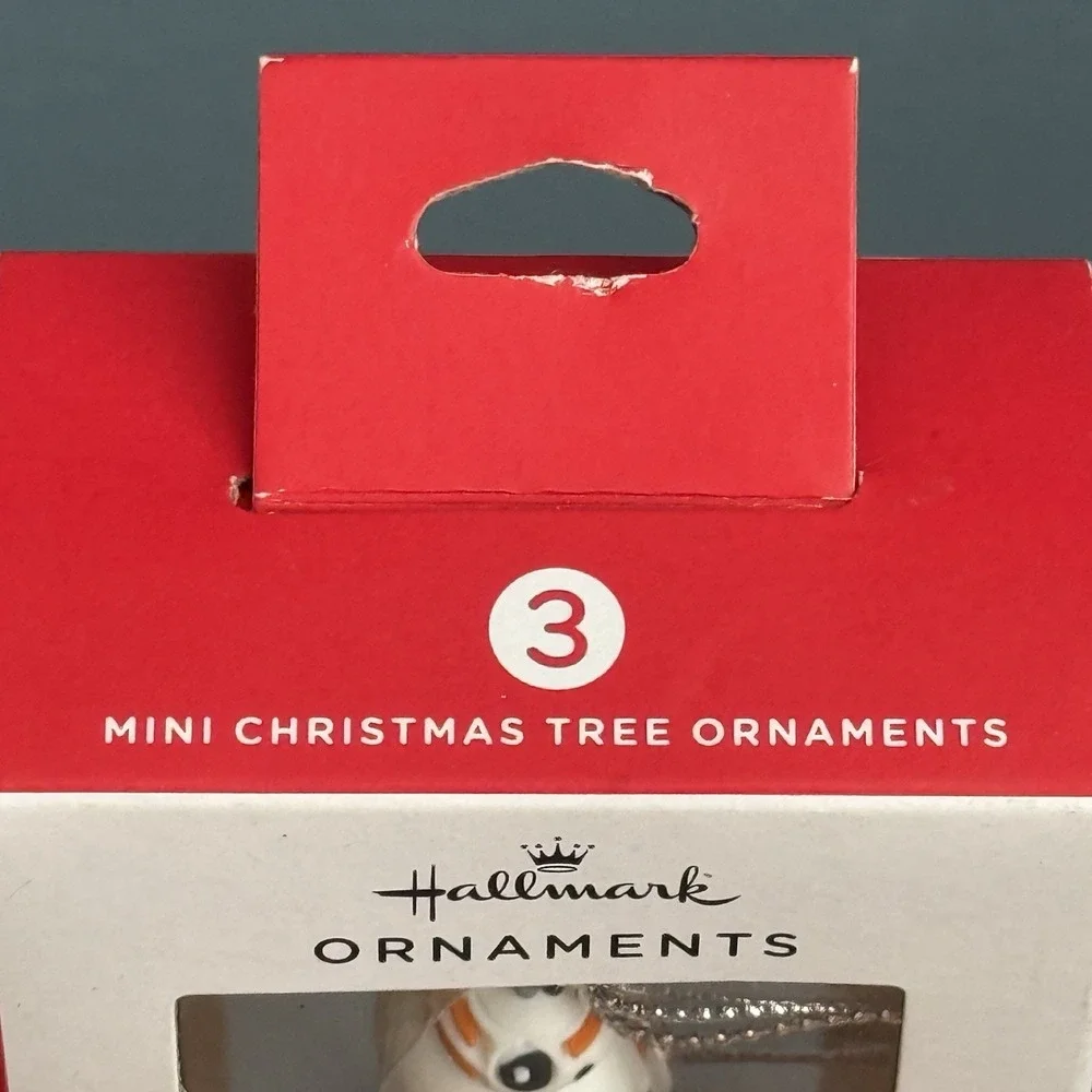 Hallmark Star Wars Mini Christmas Tree Ornament Set of 3 BB-8 R2-D2 Porg NIB F/W